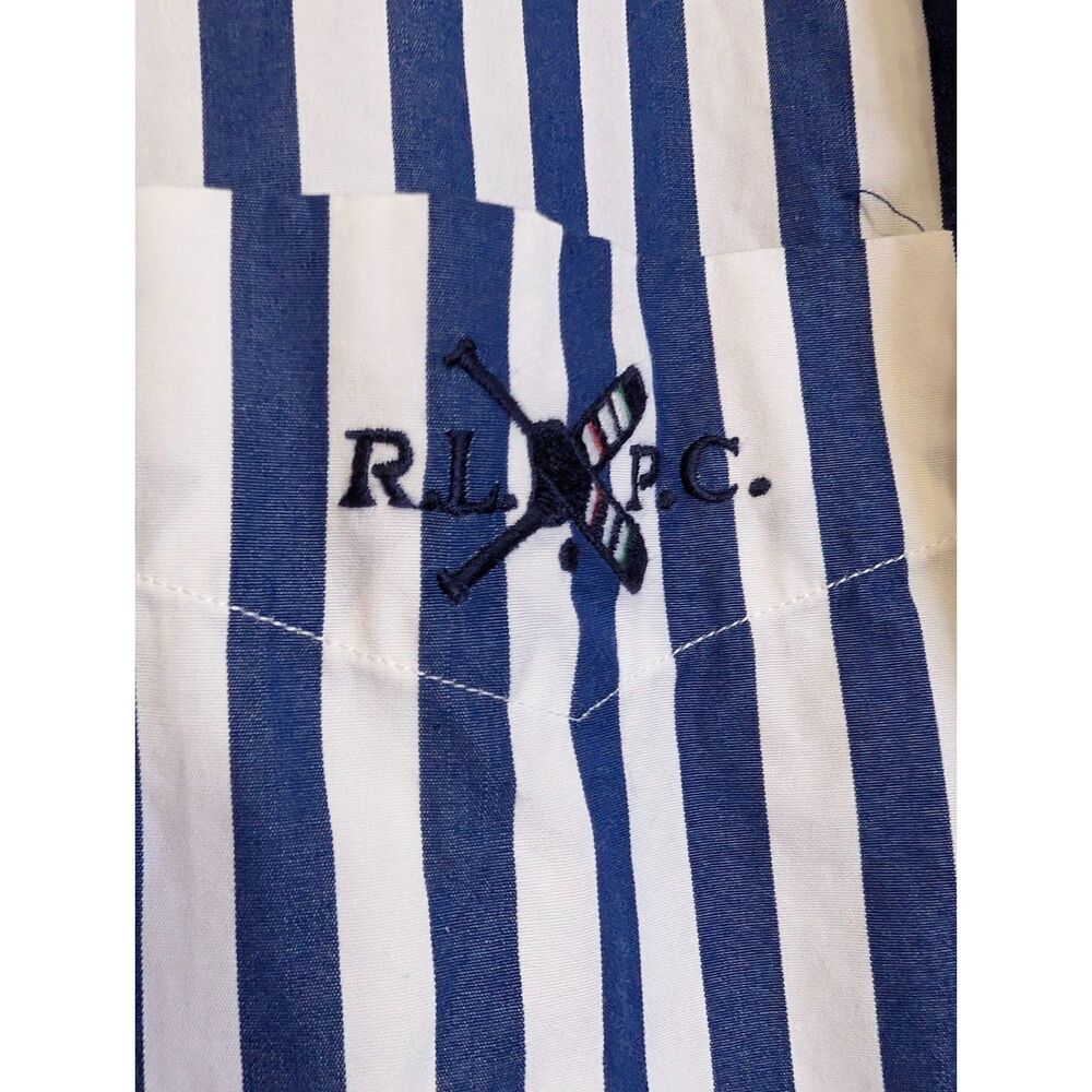 Vintage Polo Ralph Lauren Rhodes Shirt 17.5 XL Oars Logo Custom Fit Old Money - Picture 8 of 8